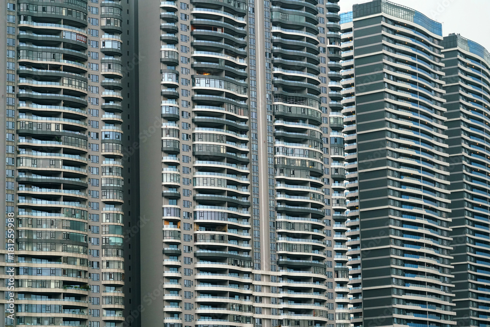 Close up on modern apartment building in downtown area Close up on modern apartment building in downtown area