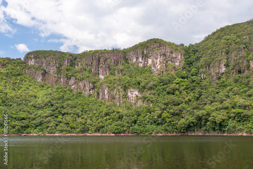 View from the inside of Leopoldo Lake (Paraka Wachoi in local language), a large lagoon located on top of a mountain in the amazonian jungle, in southern Venezuela