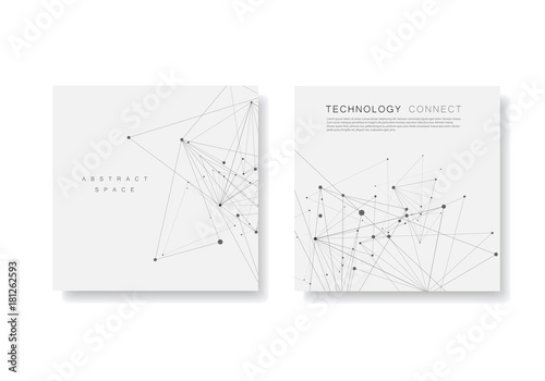 Abstract polygonal geometric shape with molecule structure style. Vector brochure design © Leonid