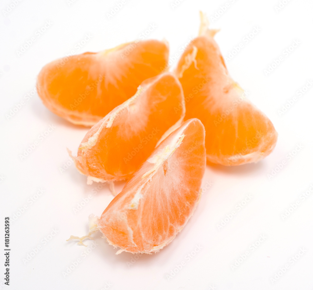 mandarine slices isolated on white