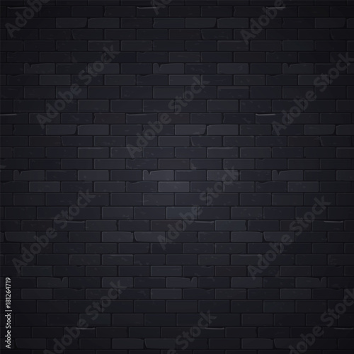 Black brick wall pattern background surface  vector illustration. Stone block structure brickwall  urban design wallpaper