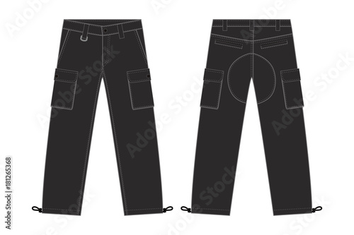 Illustration of men's cargo pants(black)