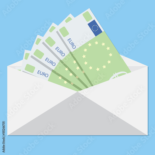 Salary in envelope and bribe euro banknote