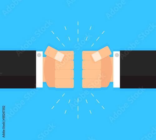 Friendly greeting with fists