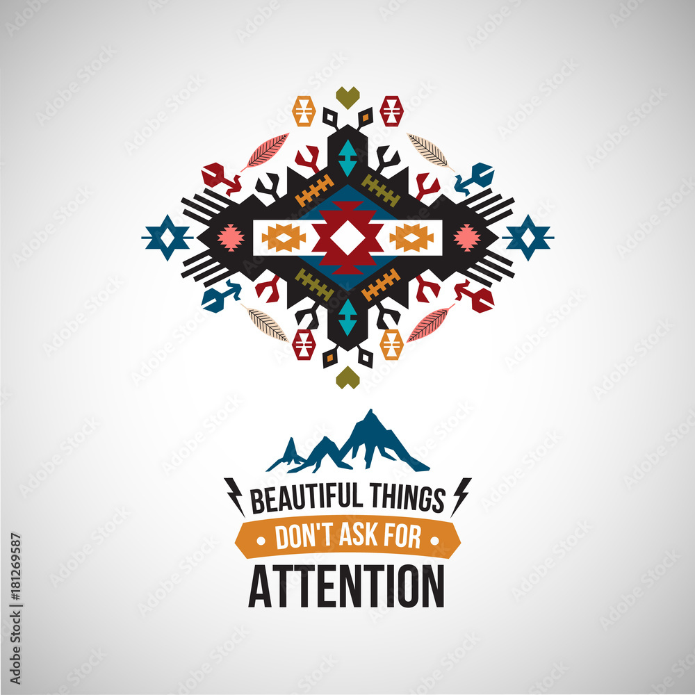 Fototapeta premium Vector colorful decorative element on native ethnic style