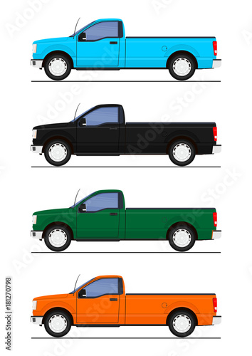 Modern single cab pick up truck. Vector