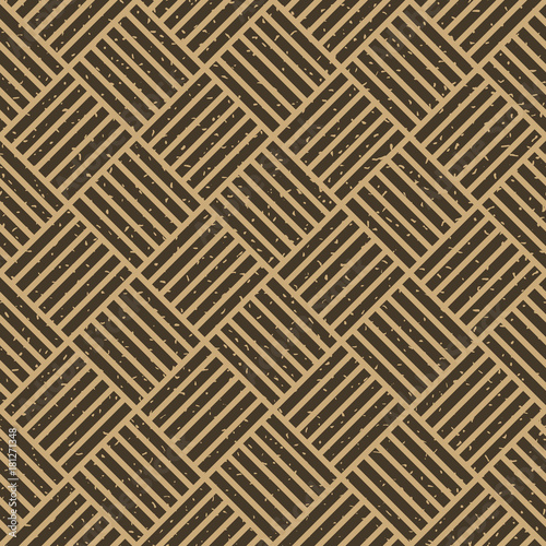 Seamless kraft paper brown and black grunge diagonal oriental striped geometric pattern vector