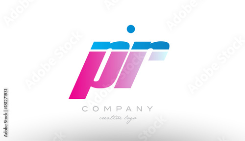 pr p r alphabet letter combination pink blue bold logo icon design