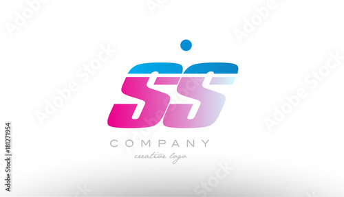 ss s s alphabet letter combination pink blue bold logo icon design photo