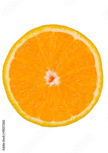 Round fresh healthy organic orange slice isolated