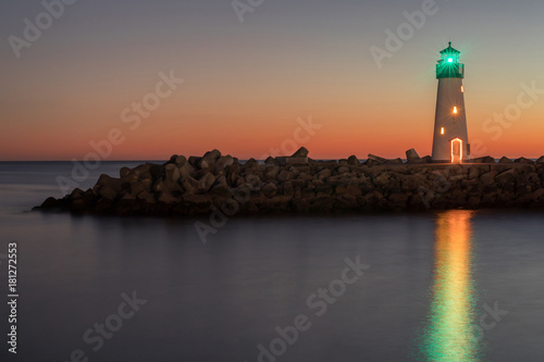 Breakwater (Walton) Lighthouse Reflections. Santa Cruz, California, USA.