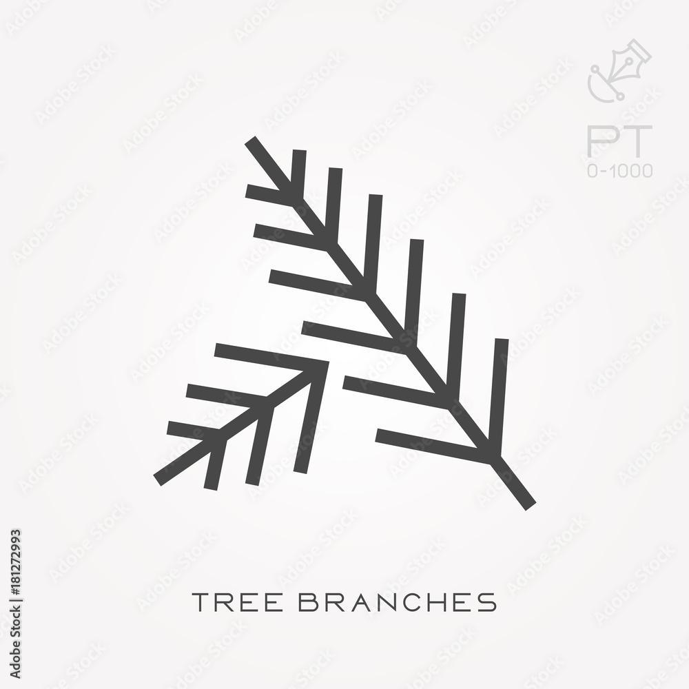 Line icon tree branches Line icon tree branches