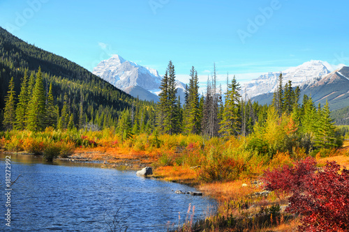 Scenic autumn landscape in Canadian Rockys at Kananaskis trail photo