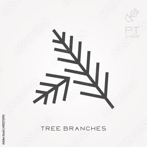 Line icon tree branches