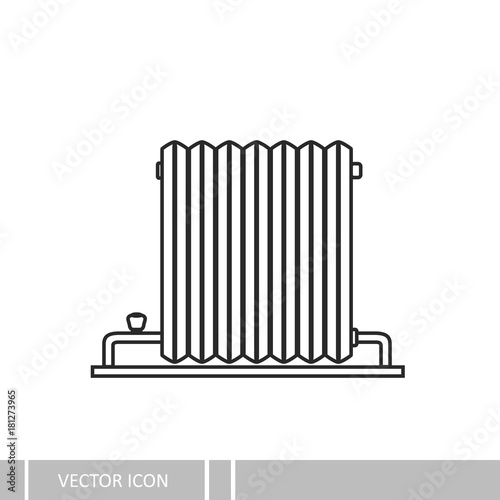 Retro battery heating. Vector icons on a white background in a line design style.