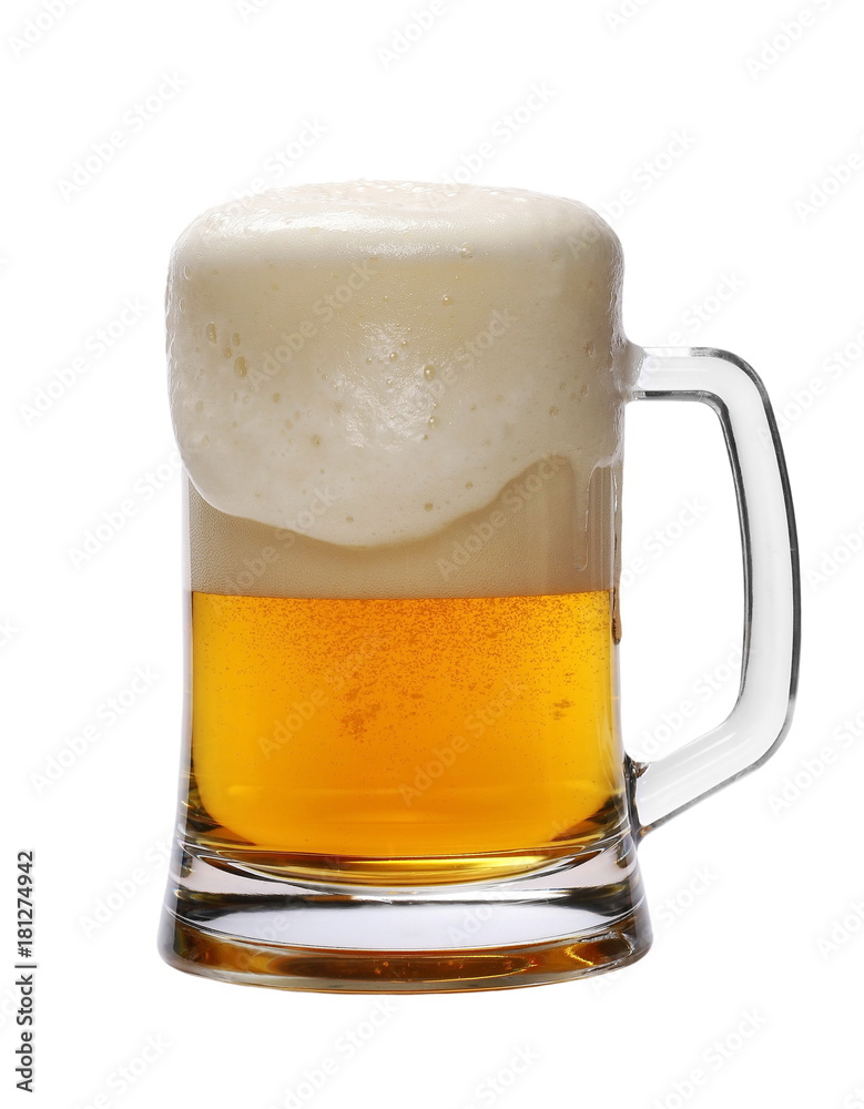 Cold beer in glass isolated on white background Cold beer in glass isolated on white background