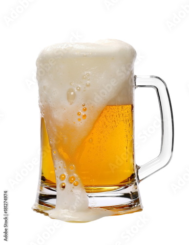 Cold beer in glass isolated on white background