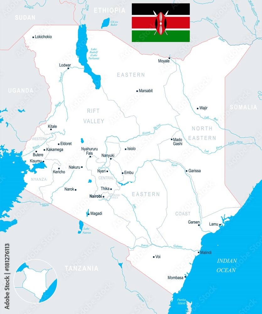 Kenya Map - detailed vector illustration