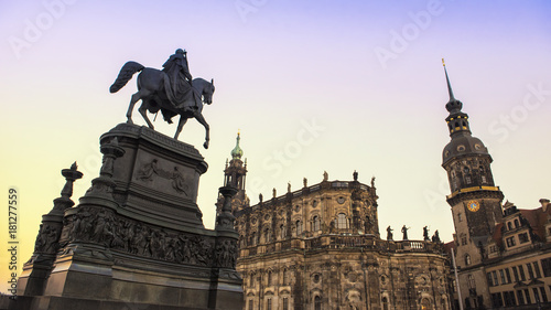 Catholic church, Monument to King John of Saxony and Dresden Castle, Dresden, Germany