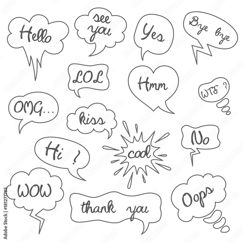 Set of cartoon speech bubbles on the white background. Set of cartoon speech bubbles on the white background.