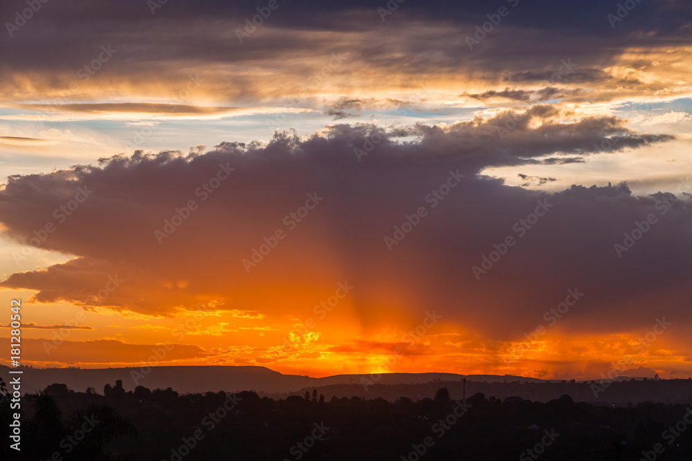 Scenic Sundown Horizon Clouds Colors Landscape