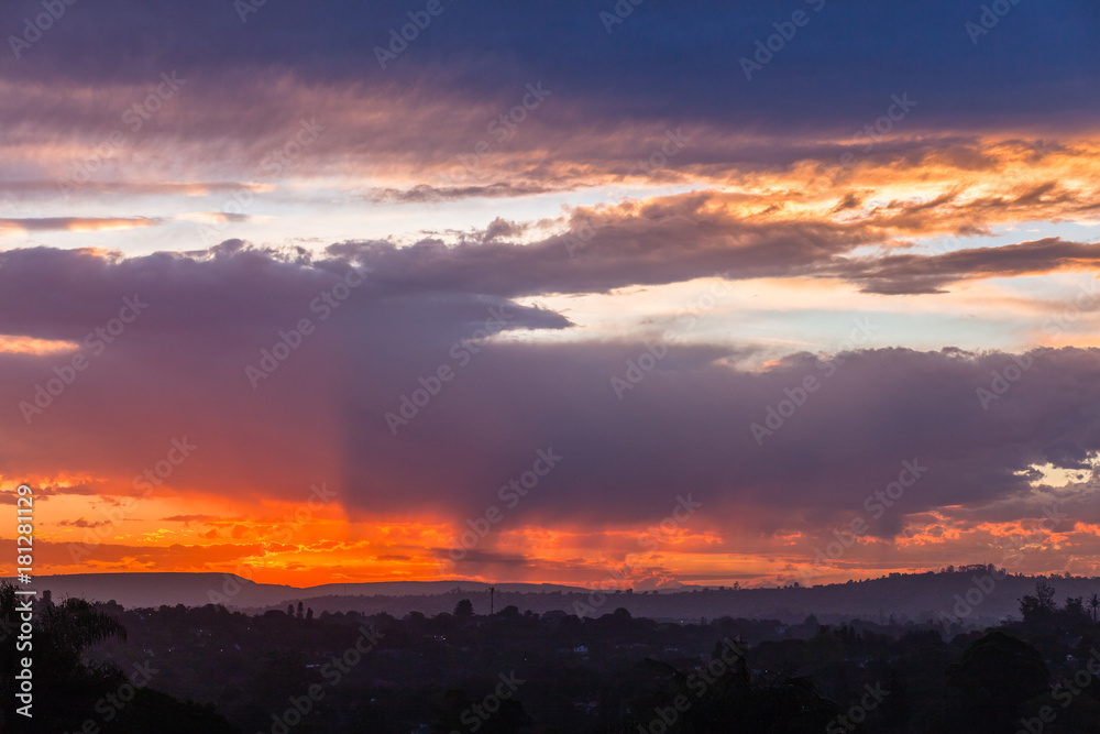 Scenic Sundown Horizon Clouds Colors Landscape
