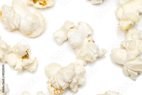 Popcorn isolated on a white background. Closeup