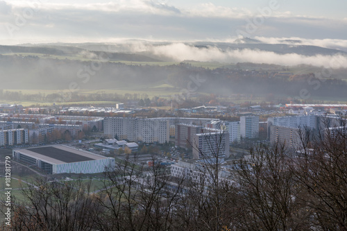 jena - Blick von der Lobdeburg - Morgennebel und Sonnenaufgang_2 photo