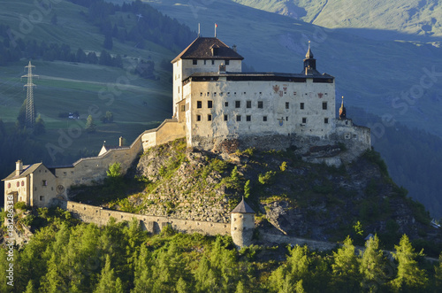 Tarasp Castle, Engadin, Switzerland. Summer evening