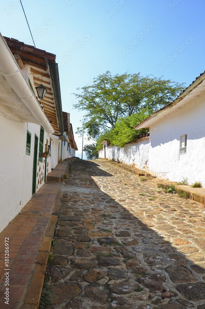 Old colonial street in Barichara, Colombia, south america
