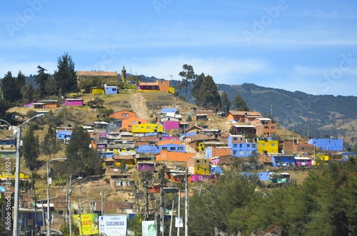 The colored houses in Ubate, Colombia, south america photo