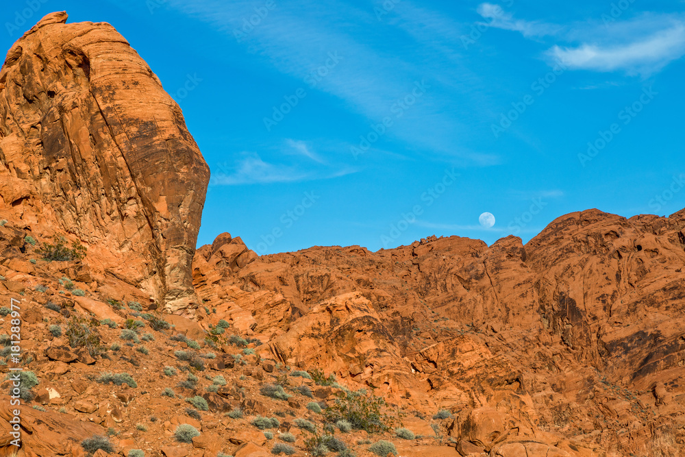 Full Moon Over Red Rocks in Valley of Fire Nevada