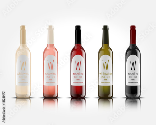 Vector, wine bottle, made in a realistic 3d style. on a white background. It can serve as a layout for future design and present your product.