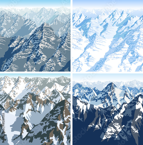 vector Himalaya alps mountains background texture seamless pattern