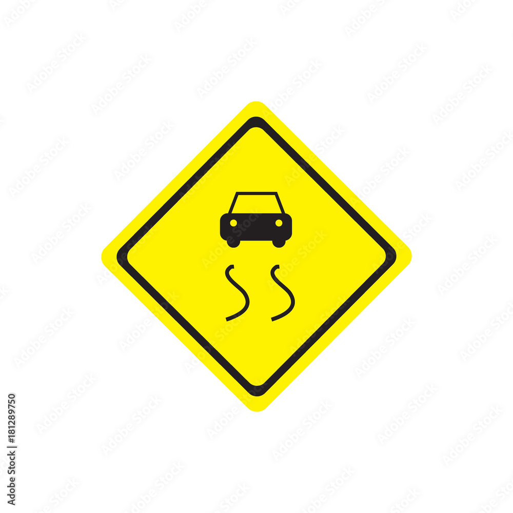 Slippery road sign Slippery road sign