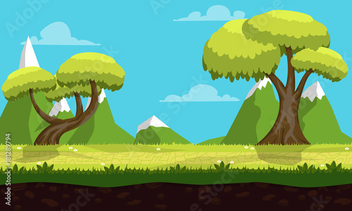 Game level for mobile game forest. Vector illustration
