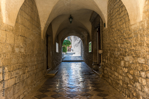 Street in Old Town Krk, Mediterranean, Croatia, Europe photo