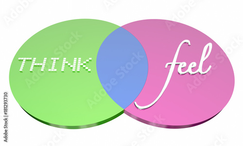 Fotografija Think Vs Feel Venn Diagram Emotions Logic 3d Illustration