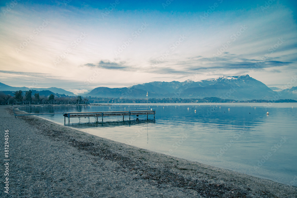 Last light of the day on Lake Garda, Italy.