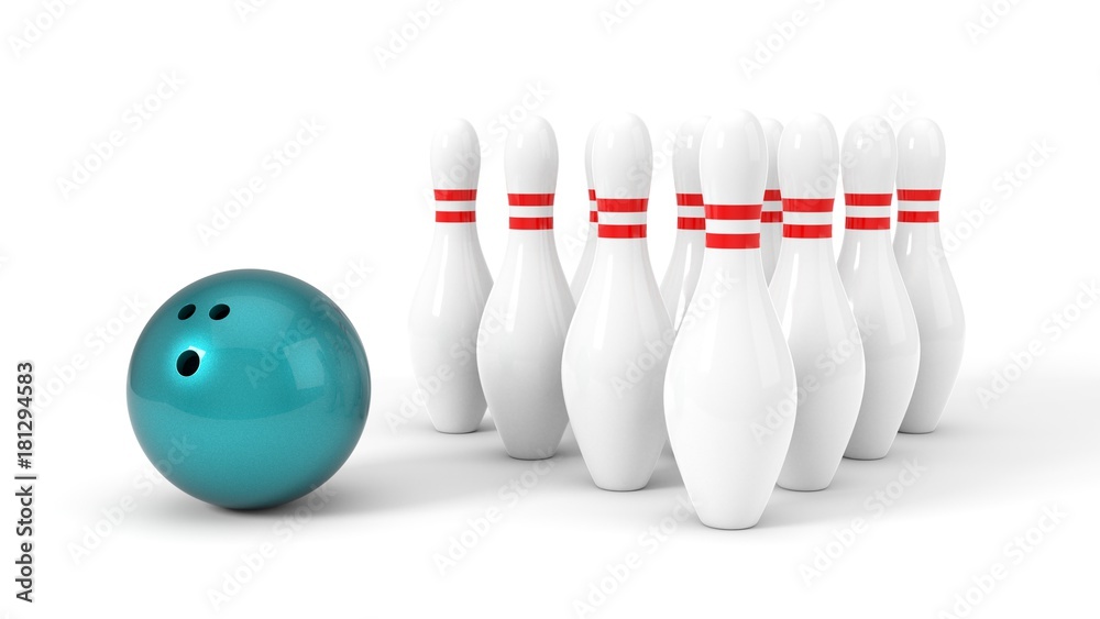 bowling ball and pins. 3d illustration bowling ball and pins. 3d illustration