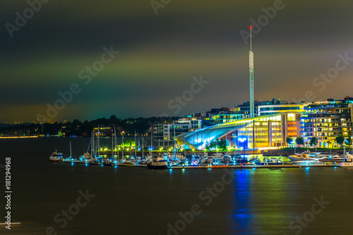 Canvas Print Night view of Astrup Fearnley museet hosting important art colletions in Oslo, N