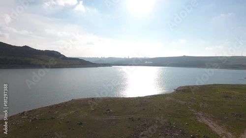 Aerial view of Sazlidere Dam whic is on Kanalistanbul project route - Kanalistanbul projesi güzergahında bulunan Sazlıdere barajının havadan drone ile çekilmiş görüntüsü