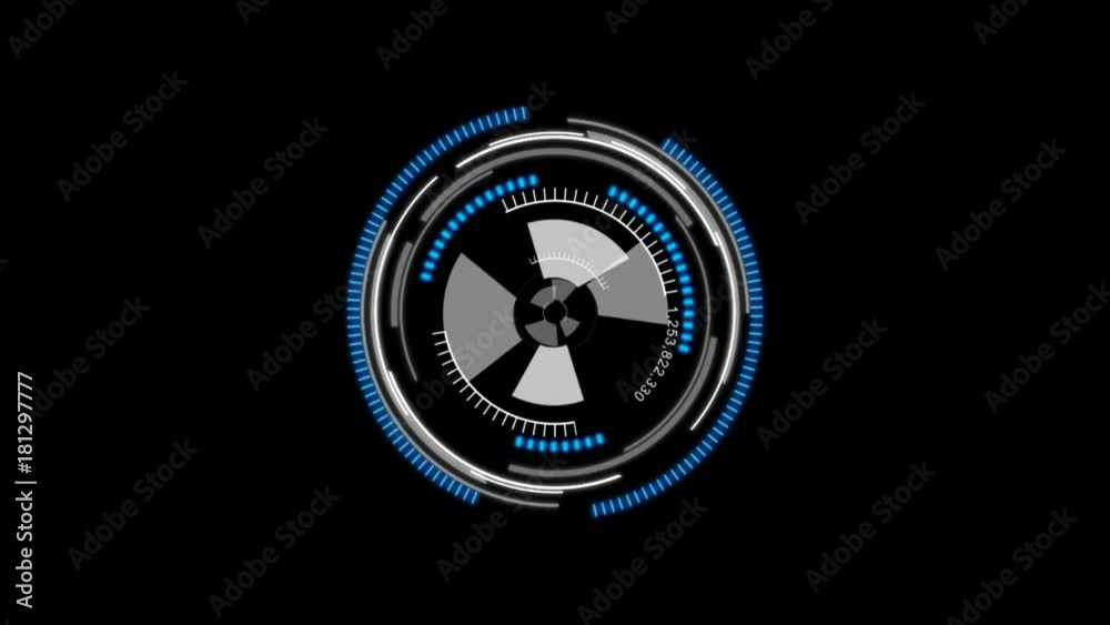 4K Animation circle rotation HUD Head up display interface for cyber futuristic technology concept with alpha matte