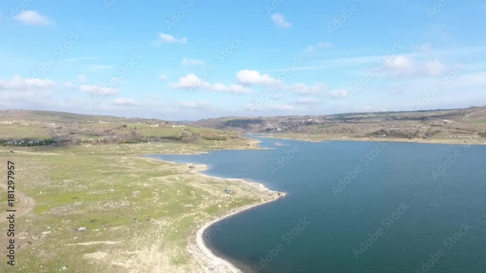 Aerial view of Sazlidere Dam whic is on Kanalistanbul project route - Kanalistanbul projesi güzergahında bulunan Sazlıdere barajının havadan drone ile çekilmiş görüntüsü Aerial view of Sazlidere Dam whic is on Kanalistanbul project route - Kanalistanbul projesi güzergahında bulunan Sazlıdere barajının havadan drone ile çekilmiş görüntüsü