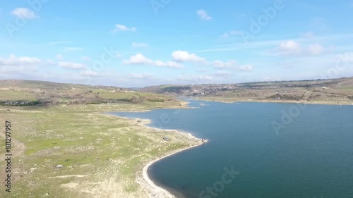 Aerial view of Sazlidere Dam whic is on Kanalistanbul project route - Kanalistanbul projesi güzergahında bulunan Sazlıdere barajının havadan drone ile çekilmiş görüntüsü