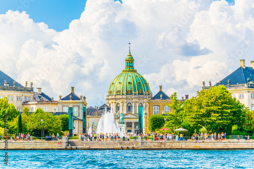 Wall Mural Frederik's Church known as The Marble Church and Amalienborg palace with the sta