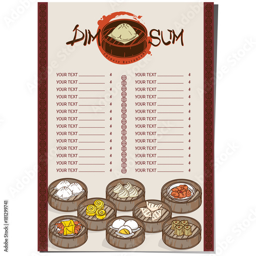 menu dim sum chinese food restaurant template design