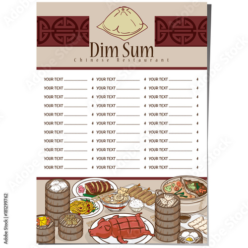 menu dim sum chinese food restaurant template design