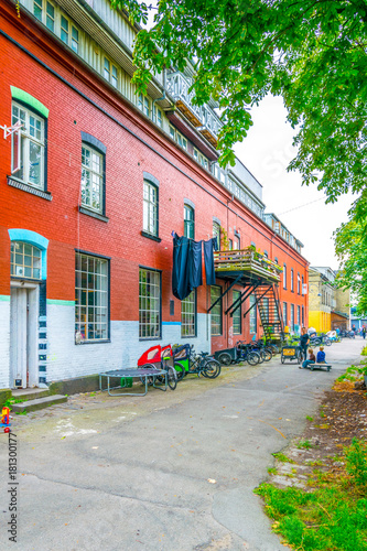 Canvas Print View of the Christiania neighborhood in Copenhagen, Denmark.