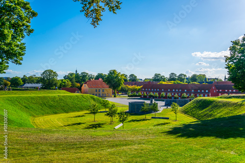 Photography View of buildings of the Kastellet citadel in Copenhagen, Denmark